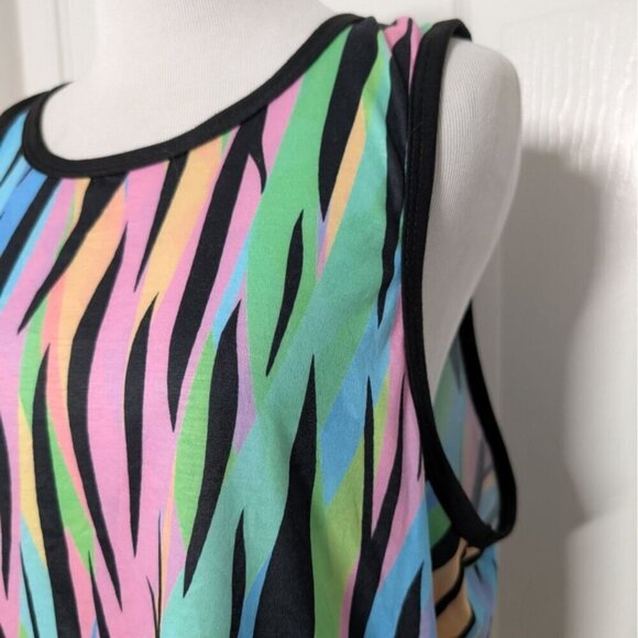 NEW iEDM Tiger Stripe Tunic Dress Womens Size Med Colorful Sleeveless Pullover - Picture 3 of 11